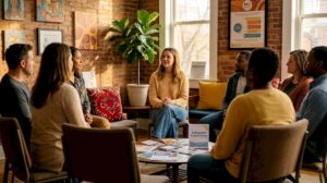 Community center support group circle