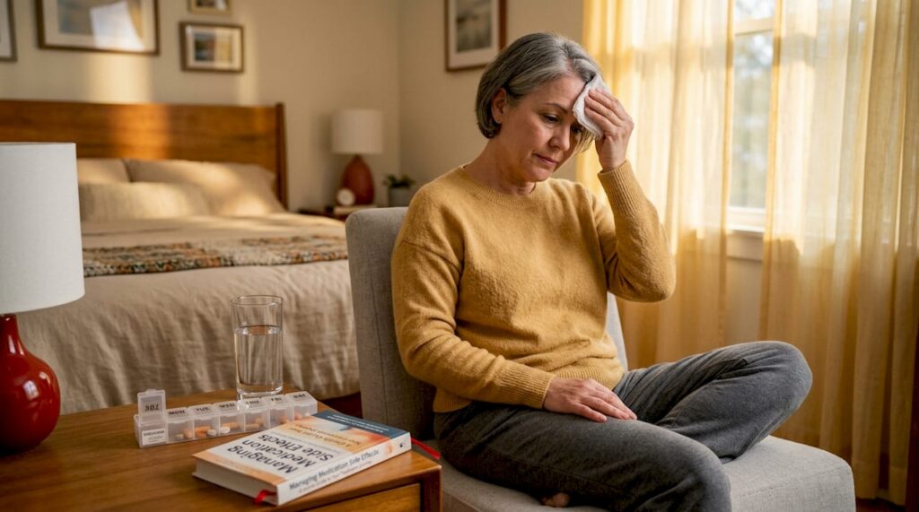 Patient experiencing sweating as medication side effect
