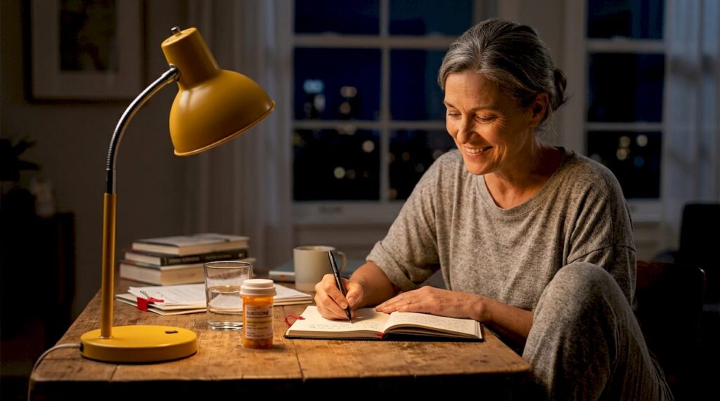 Person journaling about Suboxone and sleep
