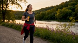 Woman walking outdoors for safe exercise