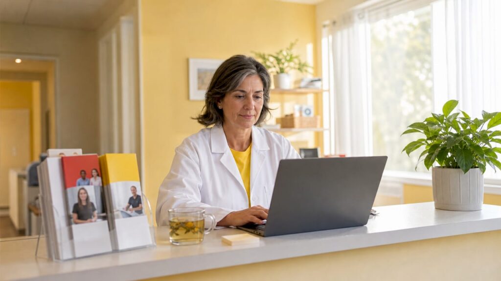 Healthcare worker scheduling opioid treatment appointments