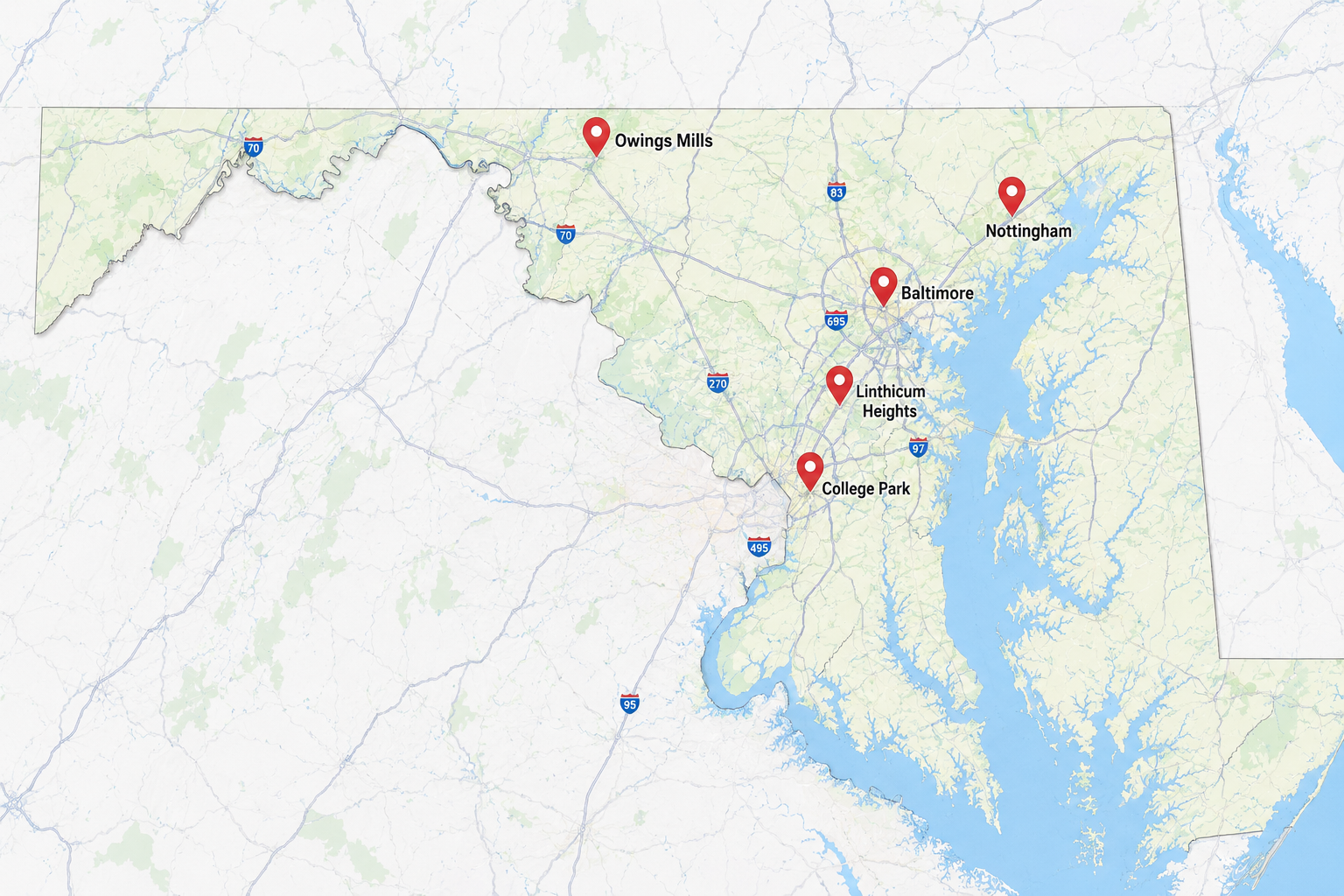 Maryland Office Locations Map