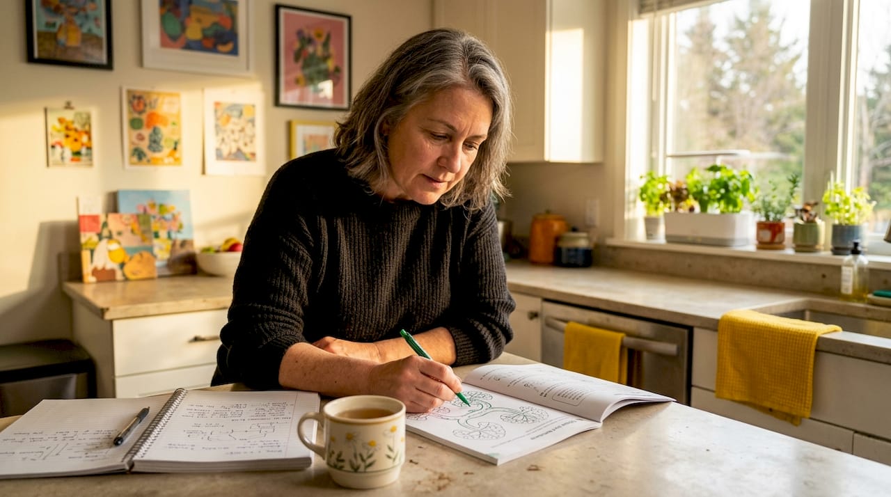 Woman engaged in neuroplasticity brain exercises