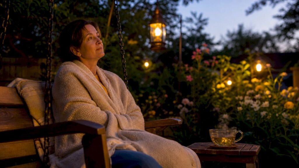 Woman sitting on bed struggling to sleep