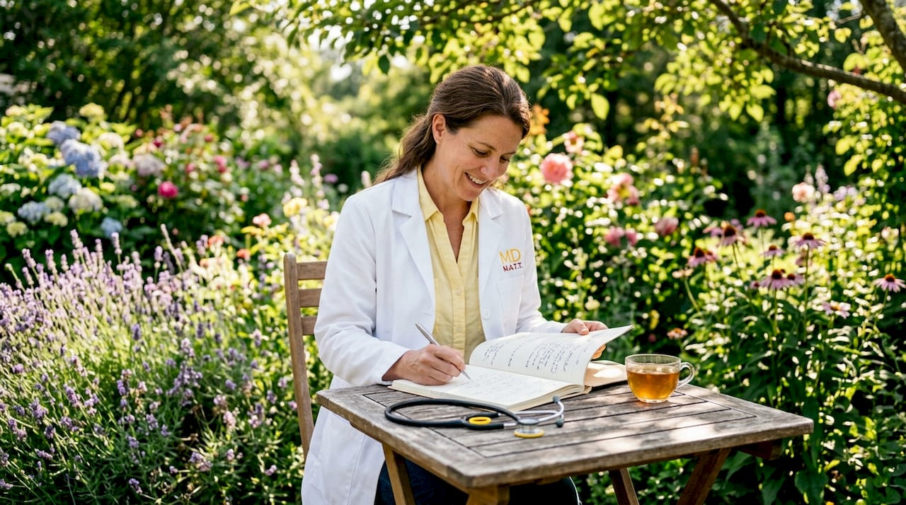 Clinician reviewing medication treatment notes